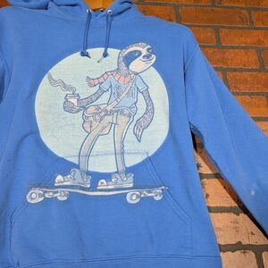 Gildan‎ Blue Sloth Graphic Hoodie